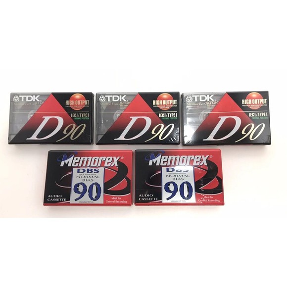 TDK D90 & Memorex DBS Cassette Tapes - Lot Of 5 - 90 Min Blank Audio High Output - Picture 6 of 7